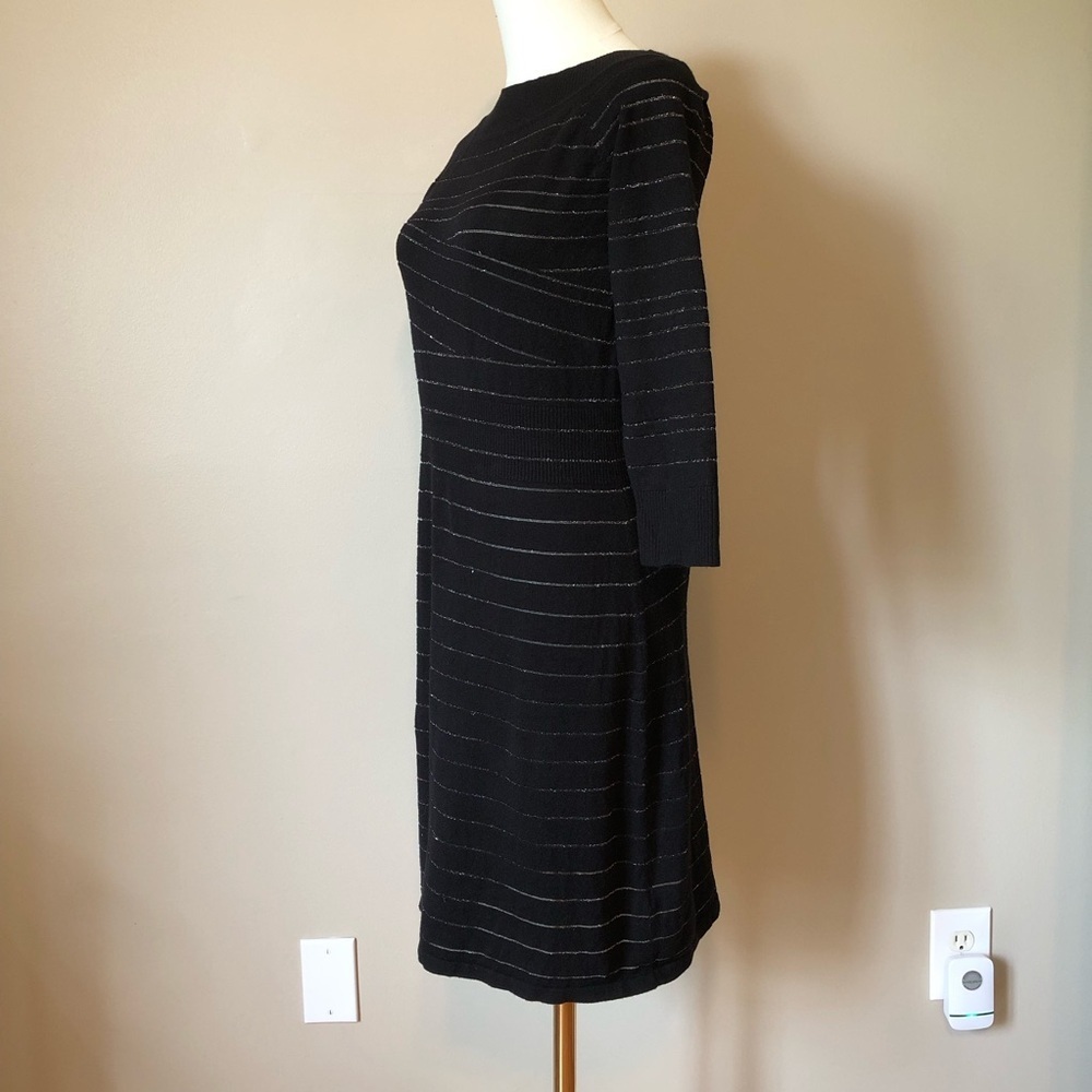 White House/Black Market Elegant Dress Black with Silver Sparkle Lines Size S - Picture 4 of 7